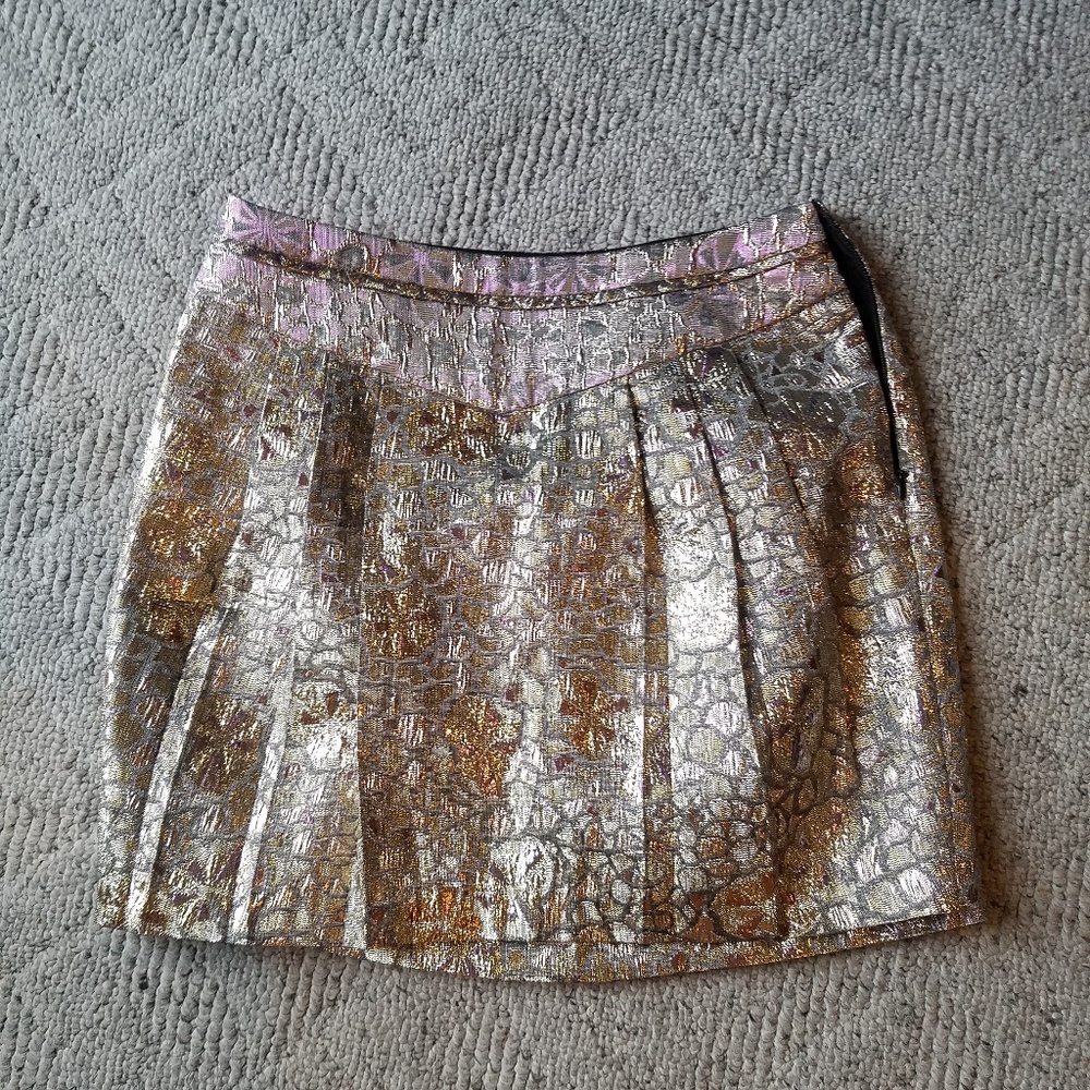 Gold foil mini skirt